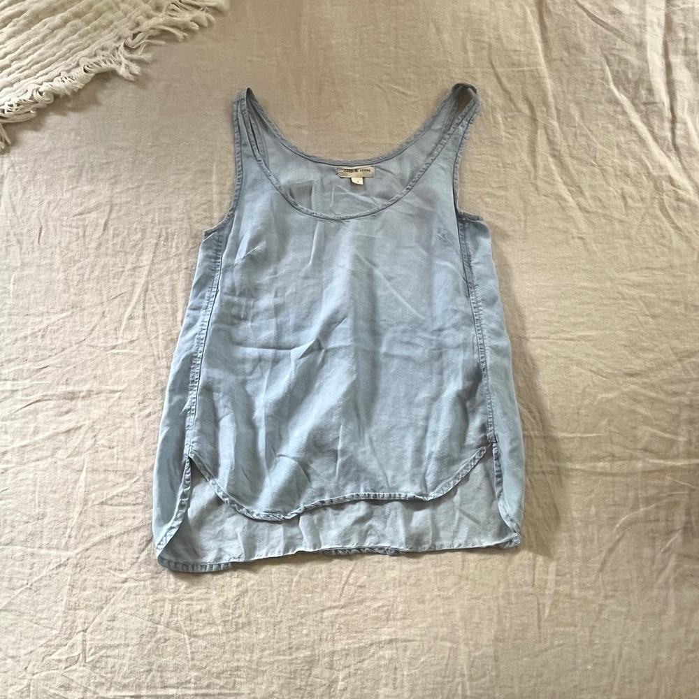 Cloth & Stone Chambray Tank Top Small Blue